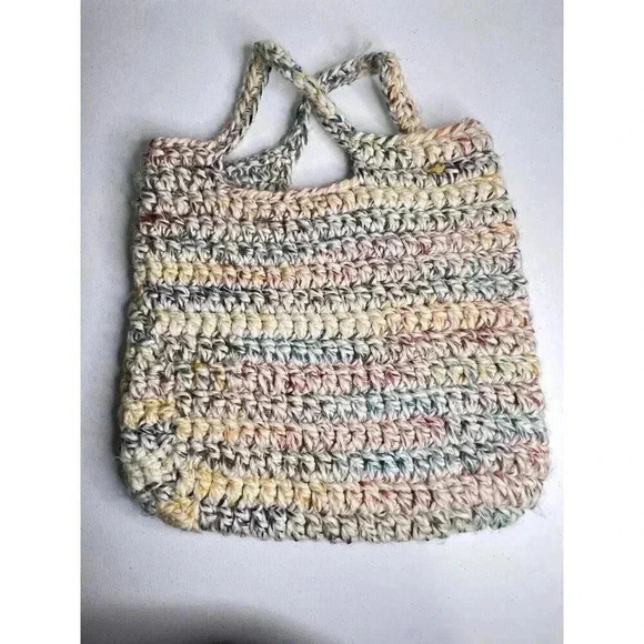 Unbranded Handbags - Crochet Knit Tote Bag Colorful Boho Hippie Summer Tone Multi-Colored